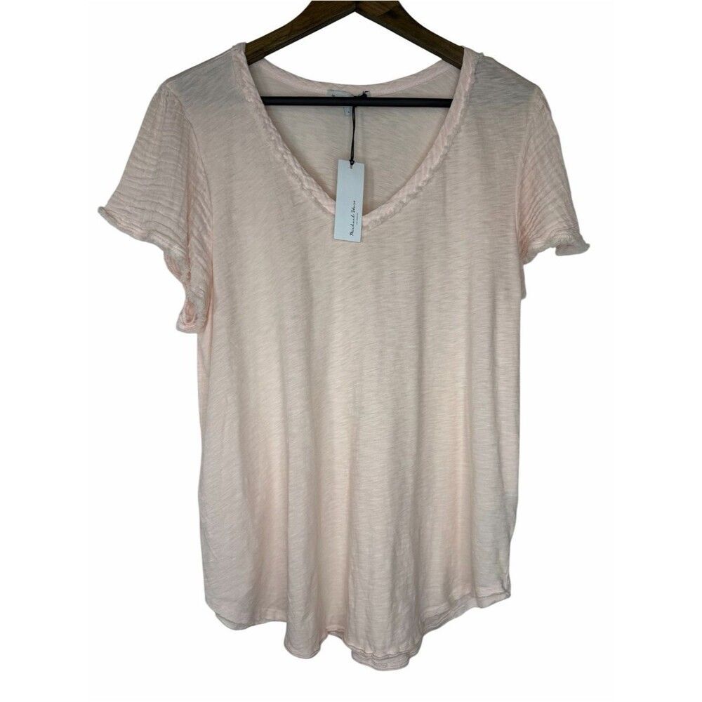 NWT Michael Stars Tate Tee size Large Bliss Pink Supima Cotton Slub T-Shirt Top